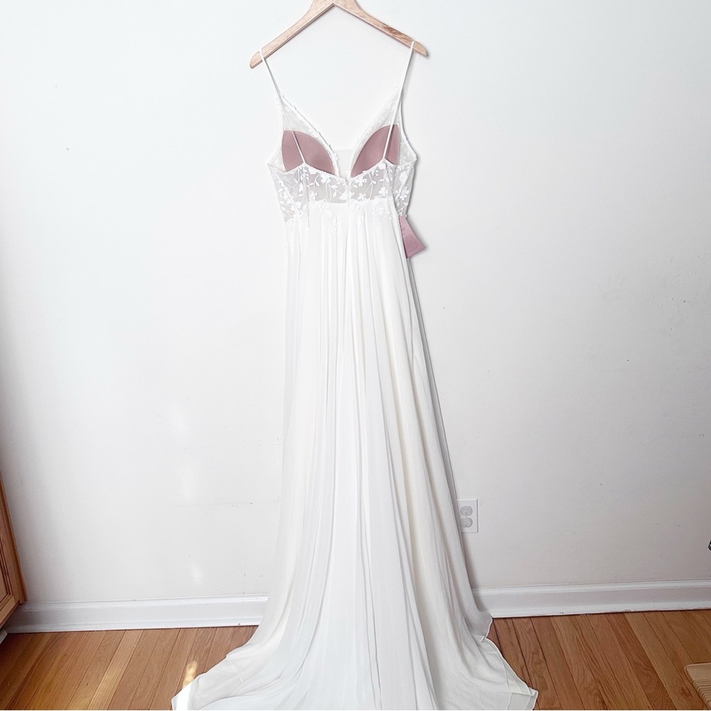 BHLDN Jenny by Jenny Yoo Kelsey Chiffon & Lace V-Neck A-Line Wedding Gown - Picture 11 of 13